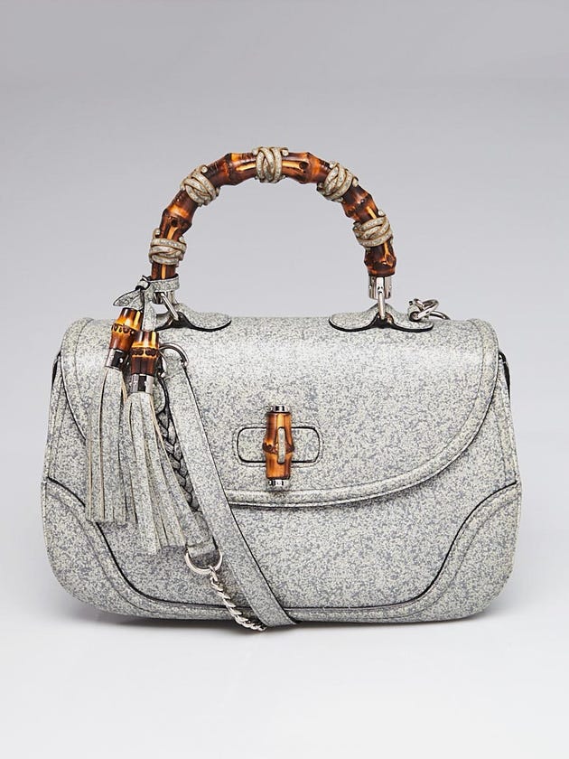 Gucci Grey Speckled Leather New Bamboo Large Top Handle Bag