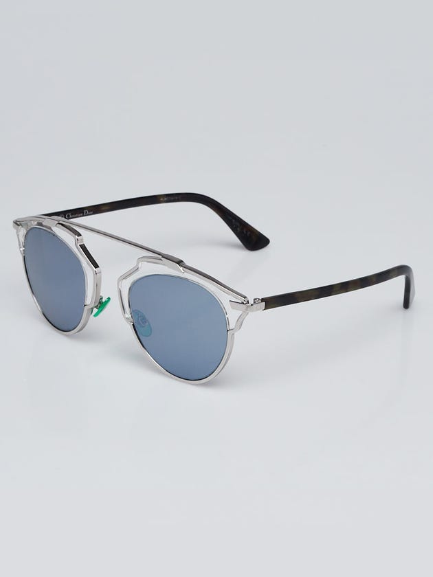 Christian Dior Silvertone Metal and Green Acetate So Real Brow Bar Sunglasses