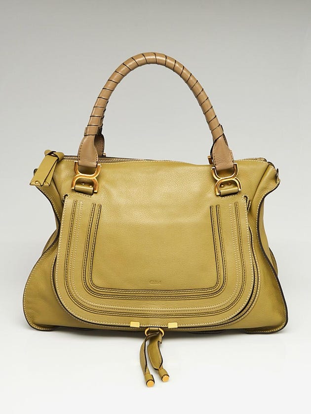 Chloe Bamboo Pebbled Calfskin Leather Large Marcie Satchel Bag