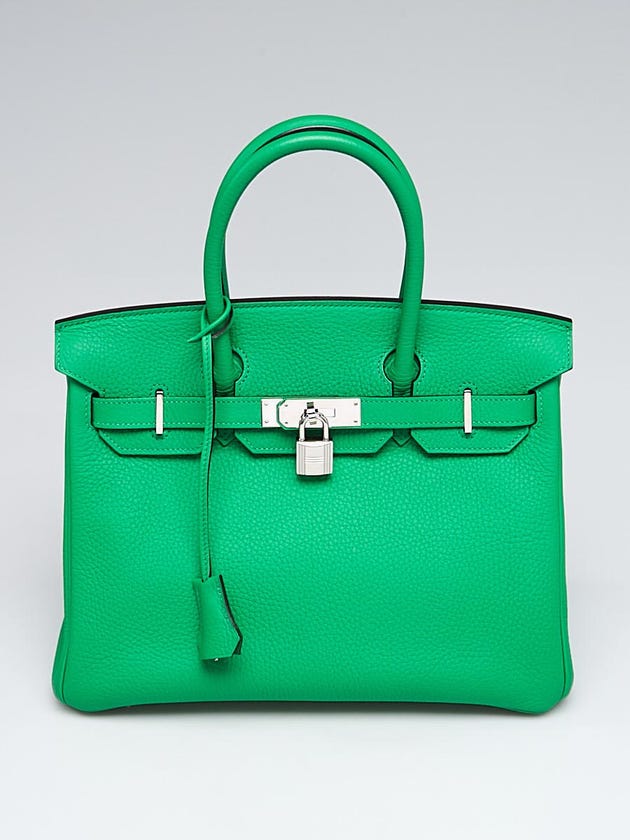 Hermes 30cm Bambou Clemence Leather Palladium Plated Birkin Bag