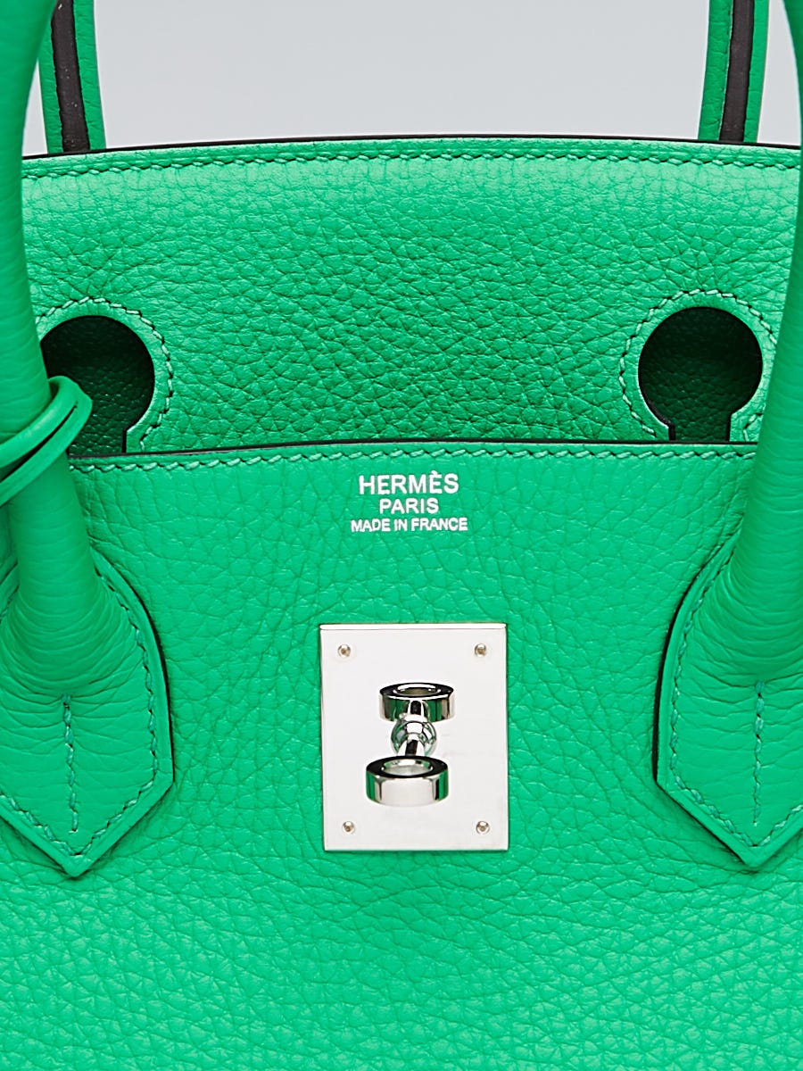 Hermes 30cm Bambou Clemence Leather Palladium Plated Birkin Bag
