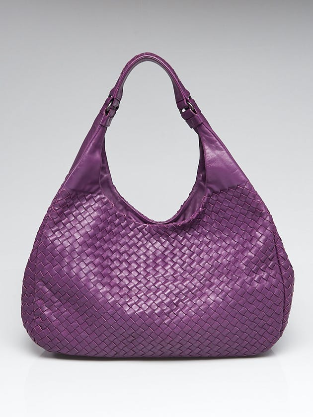 Bottega Veneta Purple Intrecciato Woven Nappa Leather Large Campana Bag