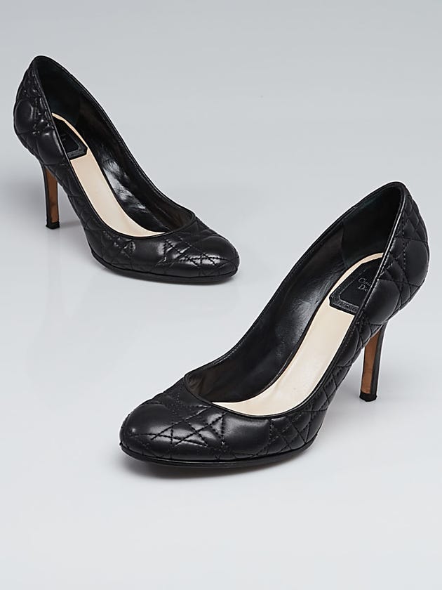 Christian Dior Black Cannage Quilted Leather Pumps Size 6.5/37