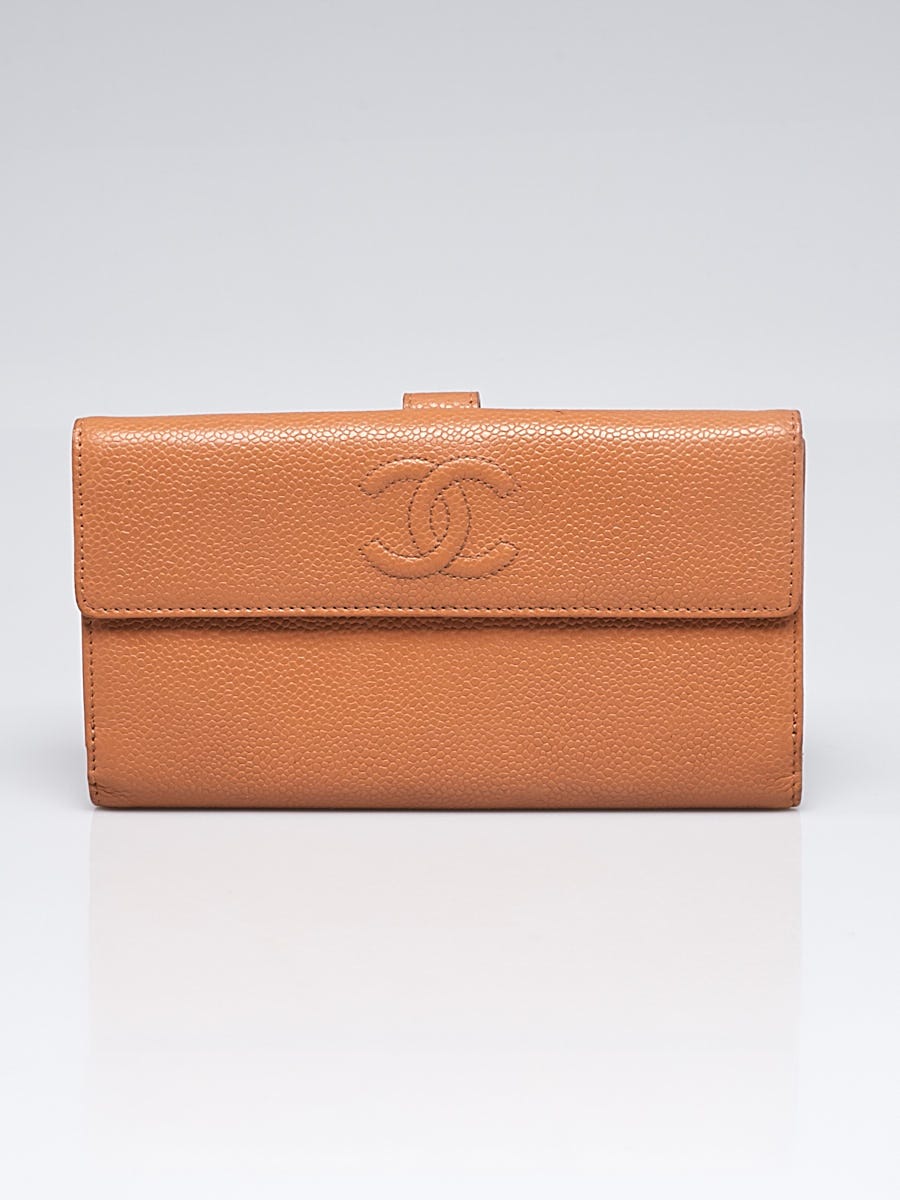 Chanel Beige Caviar Leather CC Long Flap Wallet