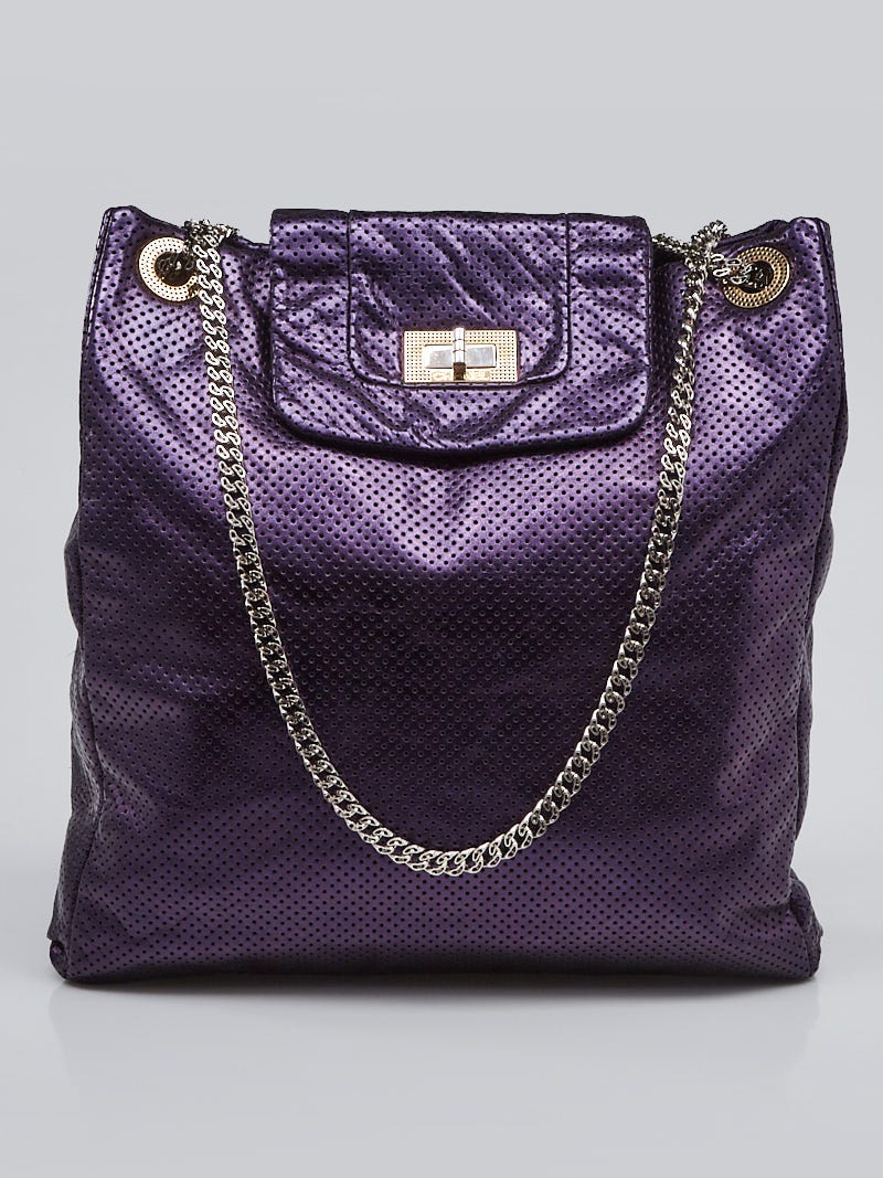 Chanel Metallic Purple Drill Perforated Leather Large Flap Tote Bag -  Yoogi's Closet