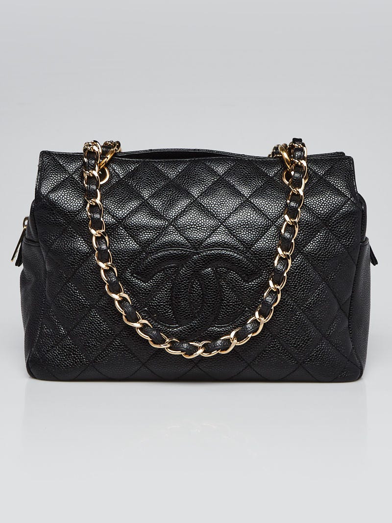 Chanel Black Quilted Caviar Leather Petite Timeless Shopping Tote
