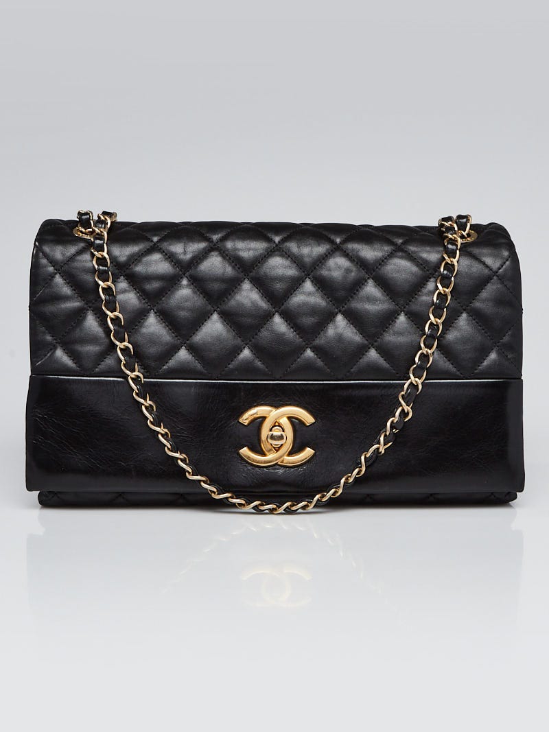 Chanel Black Quilted Leather Soft Elegance Jumbo Flap Bag - Yoogi's Closet