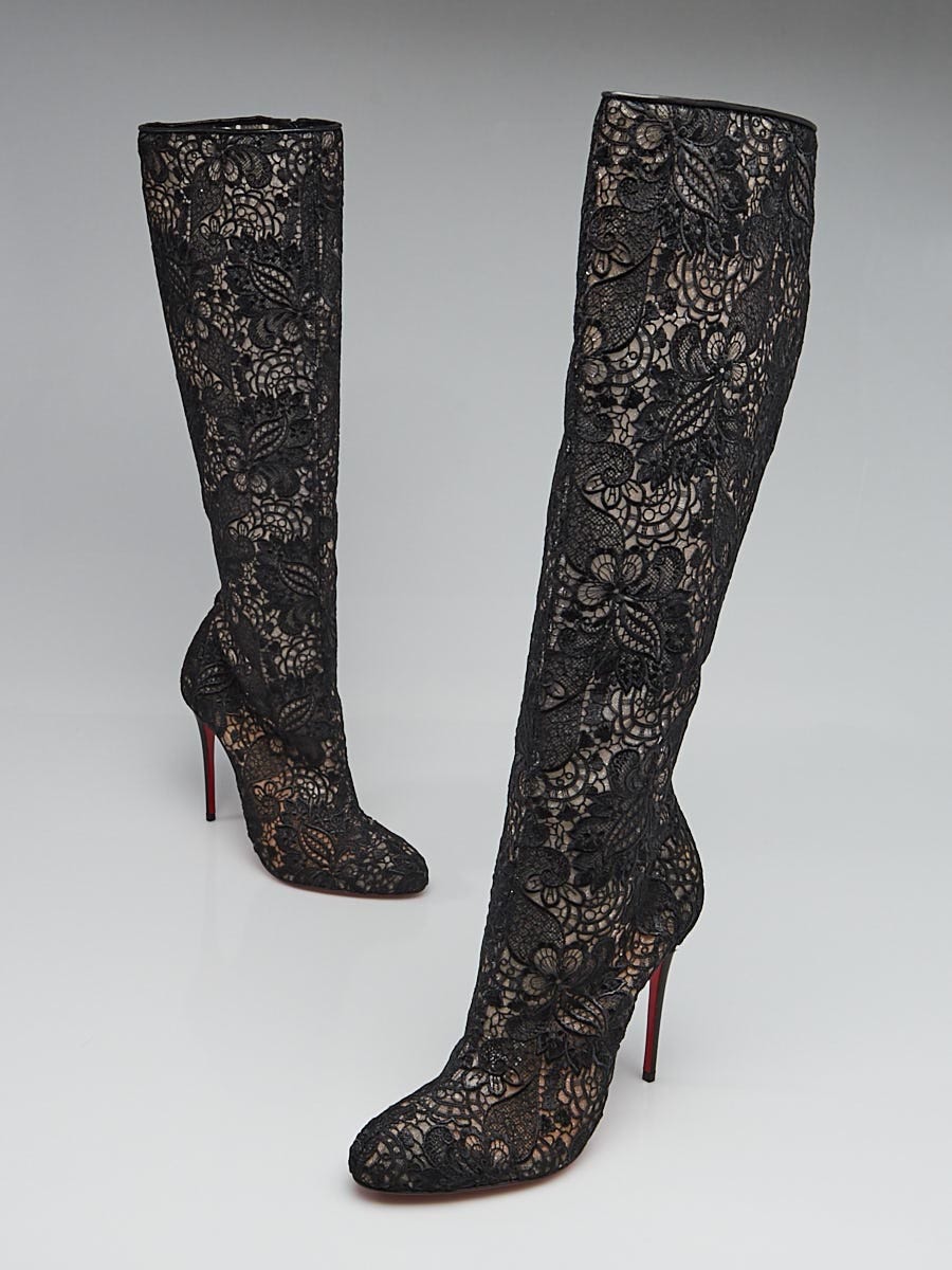 Christian louboutin hot sale lace boots