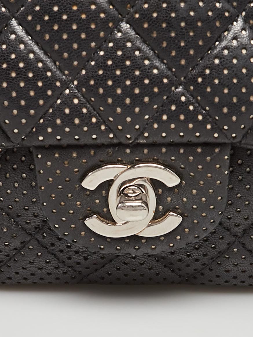 Chanel Black Perforated Quilted Lambskin Leather Medium Double Flap Bag -  Yoogi's Closet