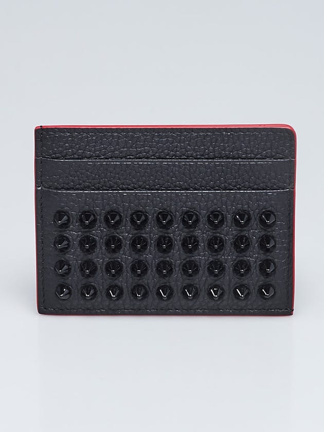 Christian Louboutin Black Pebbled Leather Spike Card Holder