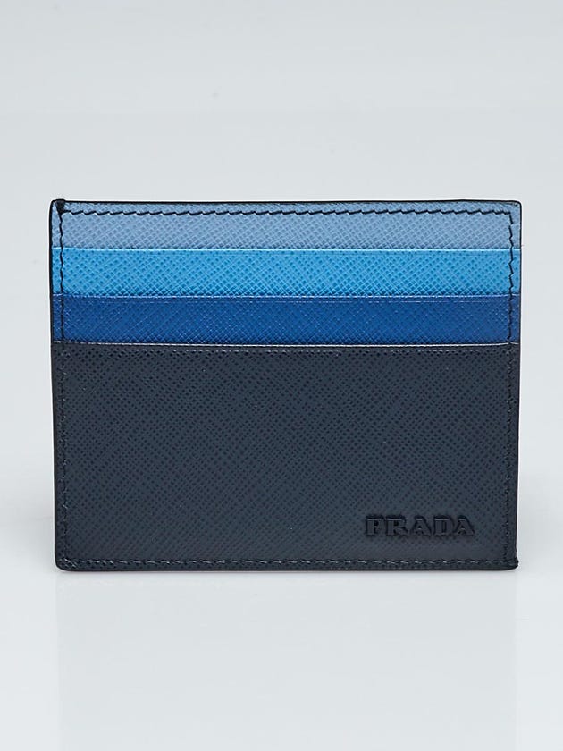 Prada Baltico Blue Saffiano Leather Card Holder 2MC233