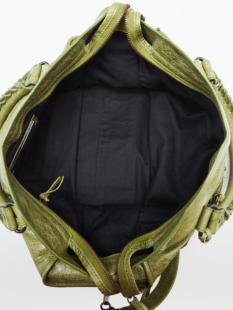 Balenciaga Light Olive Lambskin Leather Motorcycle City Bag
