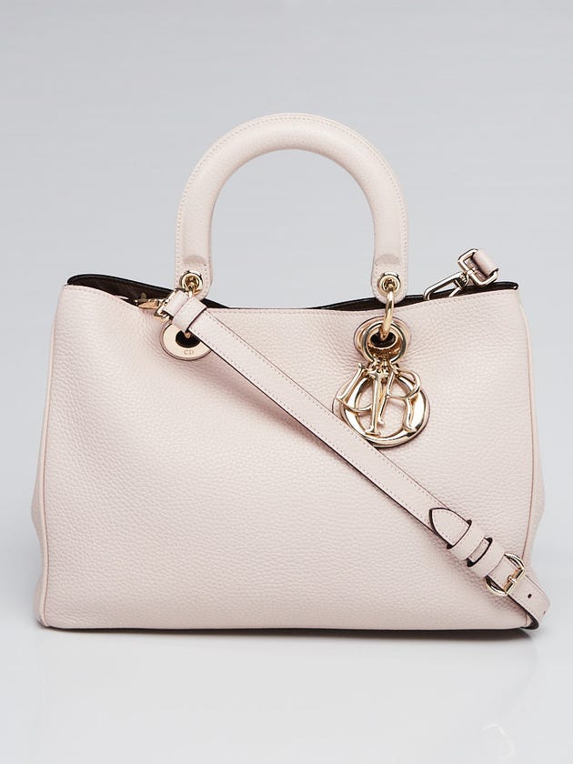Christian Dior Light Pink Calfskin Leather Medium Diorissimo Tote Bag
