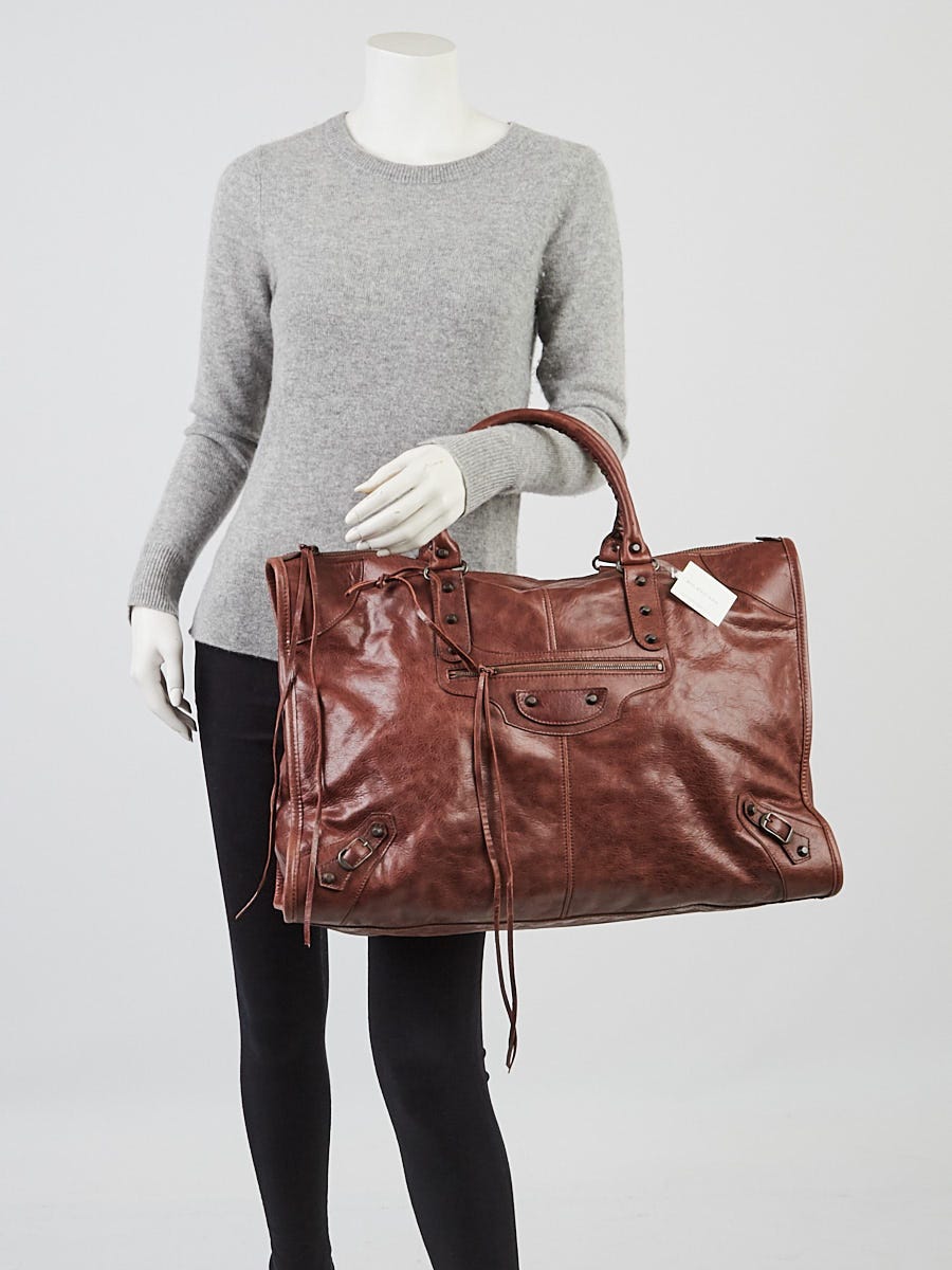 Balenciaga Chataigne Lambskin Leather Motorcycle Weekender Balenciaga Chataigne Lambskin Leather Motorcycle Weekender