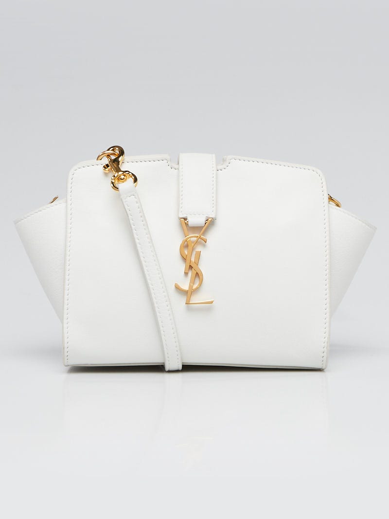 Yves Saint Laurent White Leather Saharienne Shoulder Bag - Yoogi's Closet