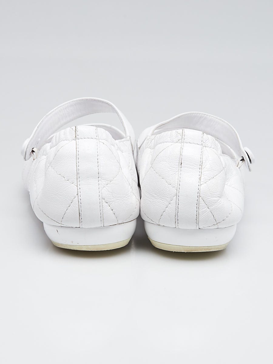 Chanel White Quilted Cambon Ligne Mary Jane Flats Size 8.5