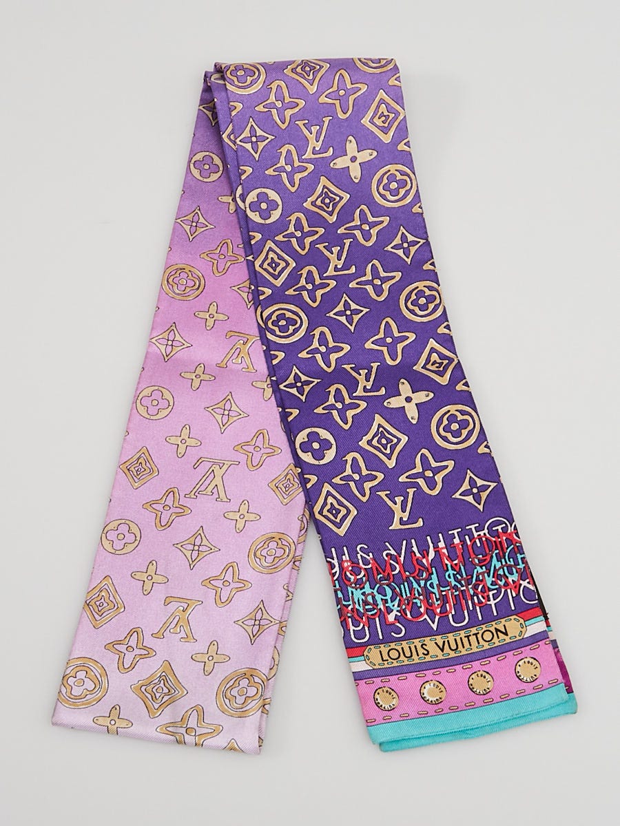 Louis Vuitton Purple & Pink Ombre Monogram Silk Bandeau Scarf