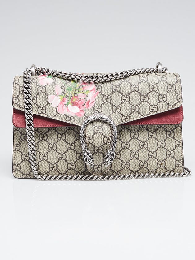 Gucci Beige/Pink GG Supreme Blooms Coated Canvas Small Dionysus Shoulder Bag