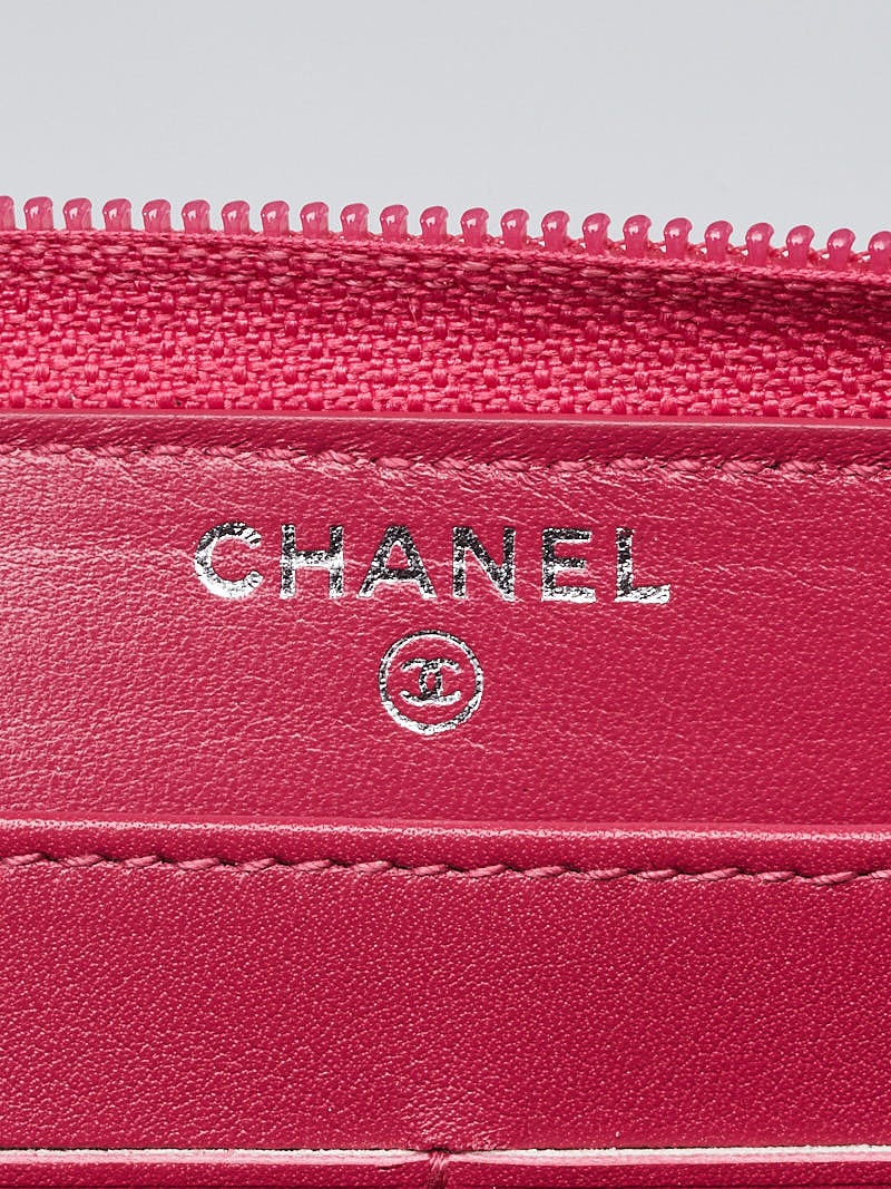 Chanel Pink Camellia Embossed Leather Zip Around Wallet Organizer  (Preloved) - Aftersix Lifestyle Inc.