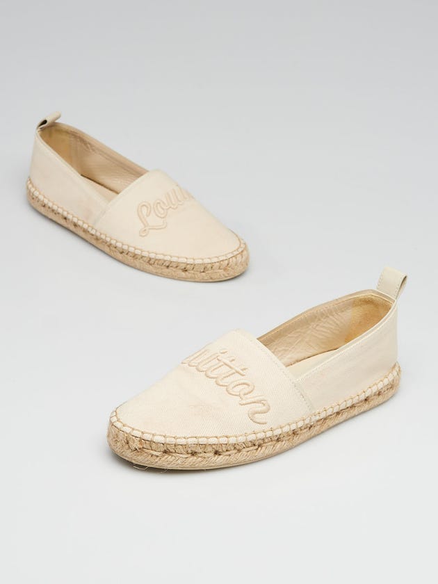Louis Vuitton Beige Canvas Waterfall Espadrille Flats Size 5/35.5