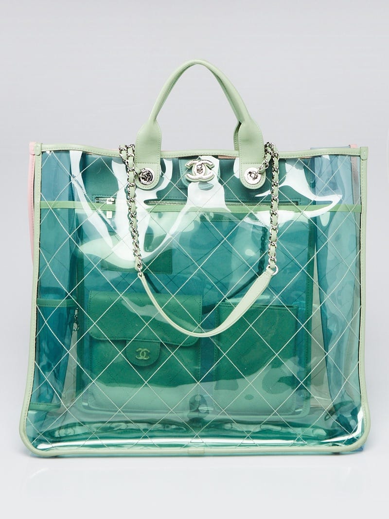 CHANEL PATENT LEATHER WITH CLEAR TRANSPARENT PVC TRIM WEDGE