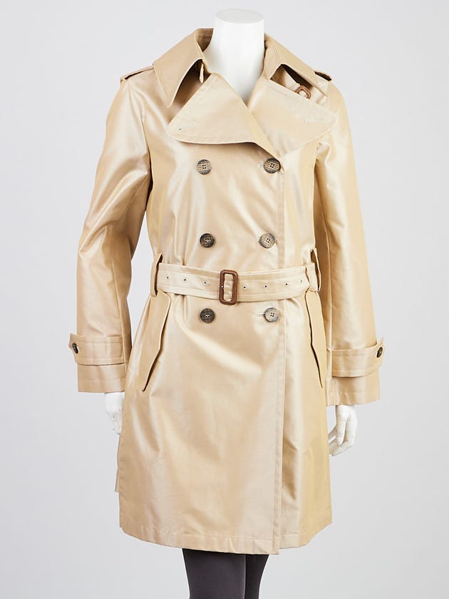 Burberry London Gold Cotton Blend Trench Coat Size S/M