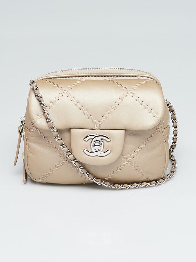 Chanel Dark Silver Quilted Leather Ultimate Stitch WOC Mini Flap Bag