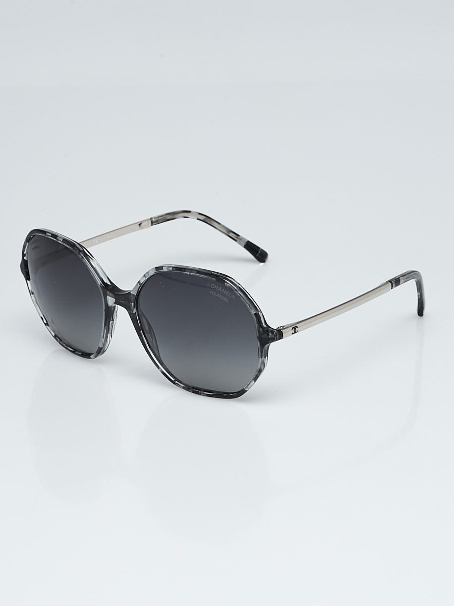 Chanel Black/Clear Plastic Oversized Angular Sunglasses - 5345