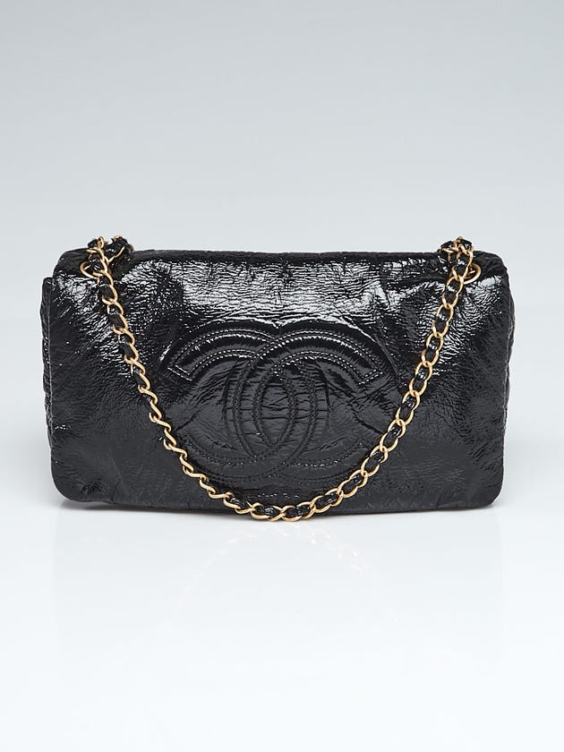 Chanel Black Patent Vinyl Rock and Chain Small Flap Bag