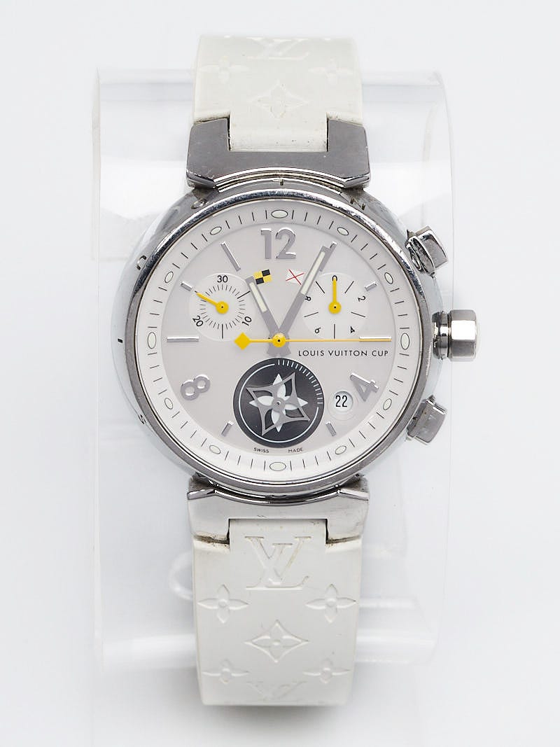 Louis Vuitton 34mm White Tambour Lovely Cup Flyback Chronograph Automatic  Watch Q132C - Yoogi's Closet