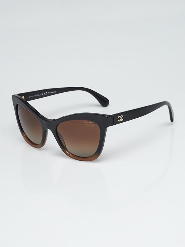 Chanel Black/Brown Gradient Acetate Cat Eye Sunglasses - 5350