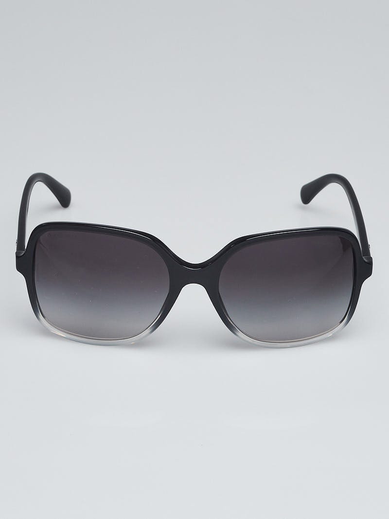 CHANEL Gray Gradient Oversized Sunglasses with Black Pouch and Box Chanel Transparent Black Gray Frame / Gray Gradient Lens  main image 2