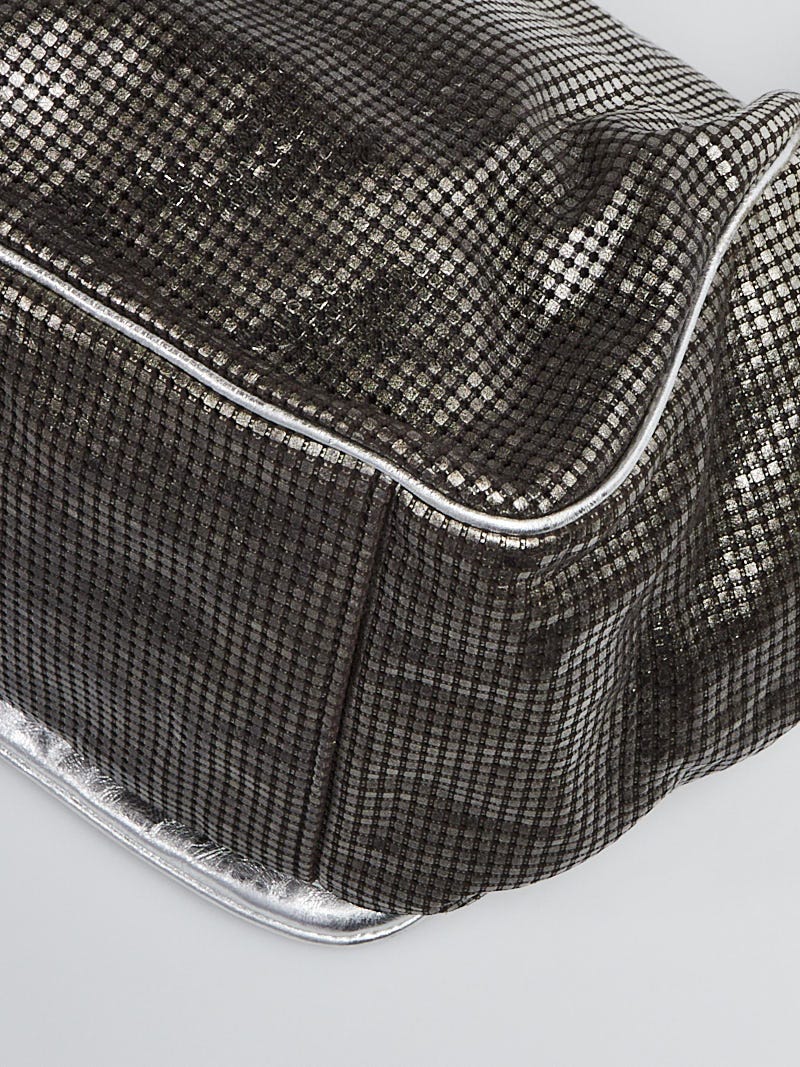 Chanel Metallic Silver Checked Leather CC Hollywood Chanel Metallic Silver Checked Leather CC Hollywood