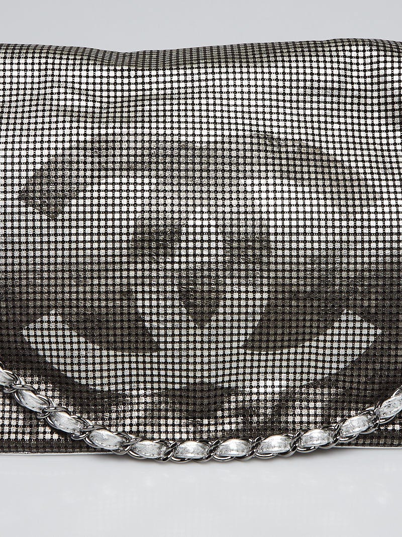 Chanel Metallic Silver Checked Leather CC Hollywood Chanel Metallic Silver Checked Leather CC Hollywood