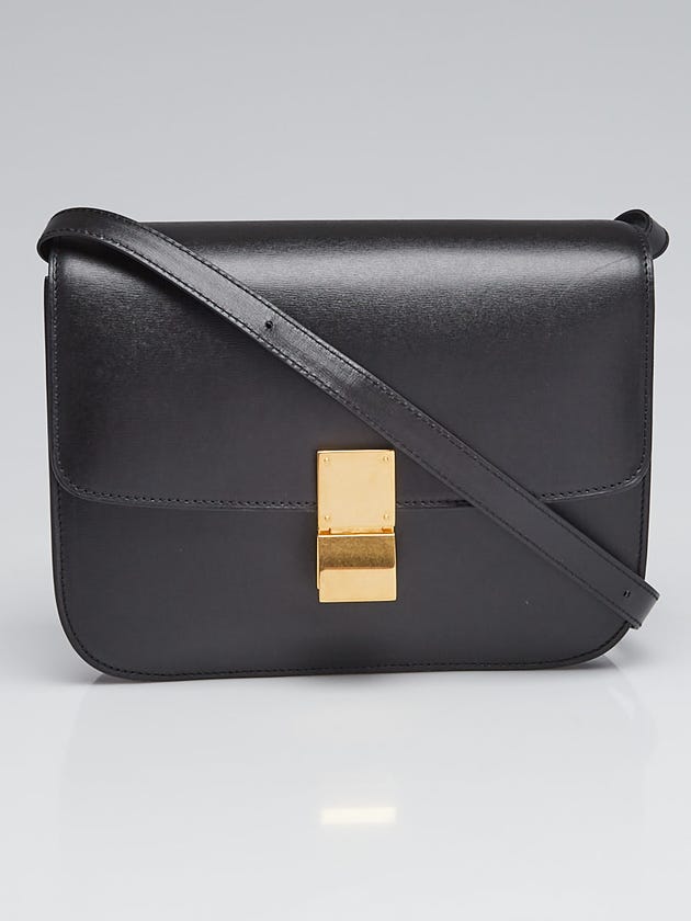 Celine Black Leather Medium Classic Box Flap Bag