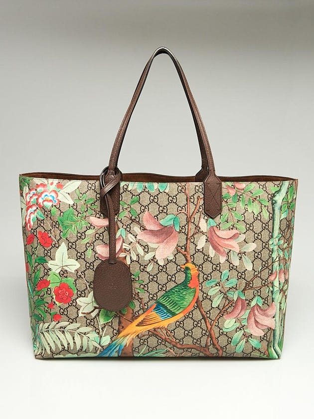 Gucci Beige/Ebony GG Supreme Tian Coated Canvas Tote Bag