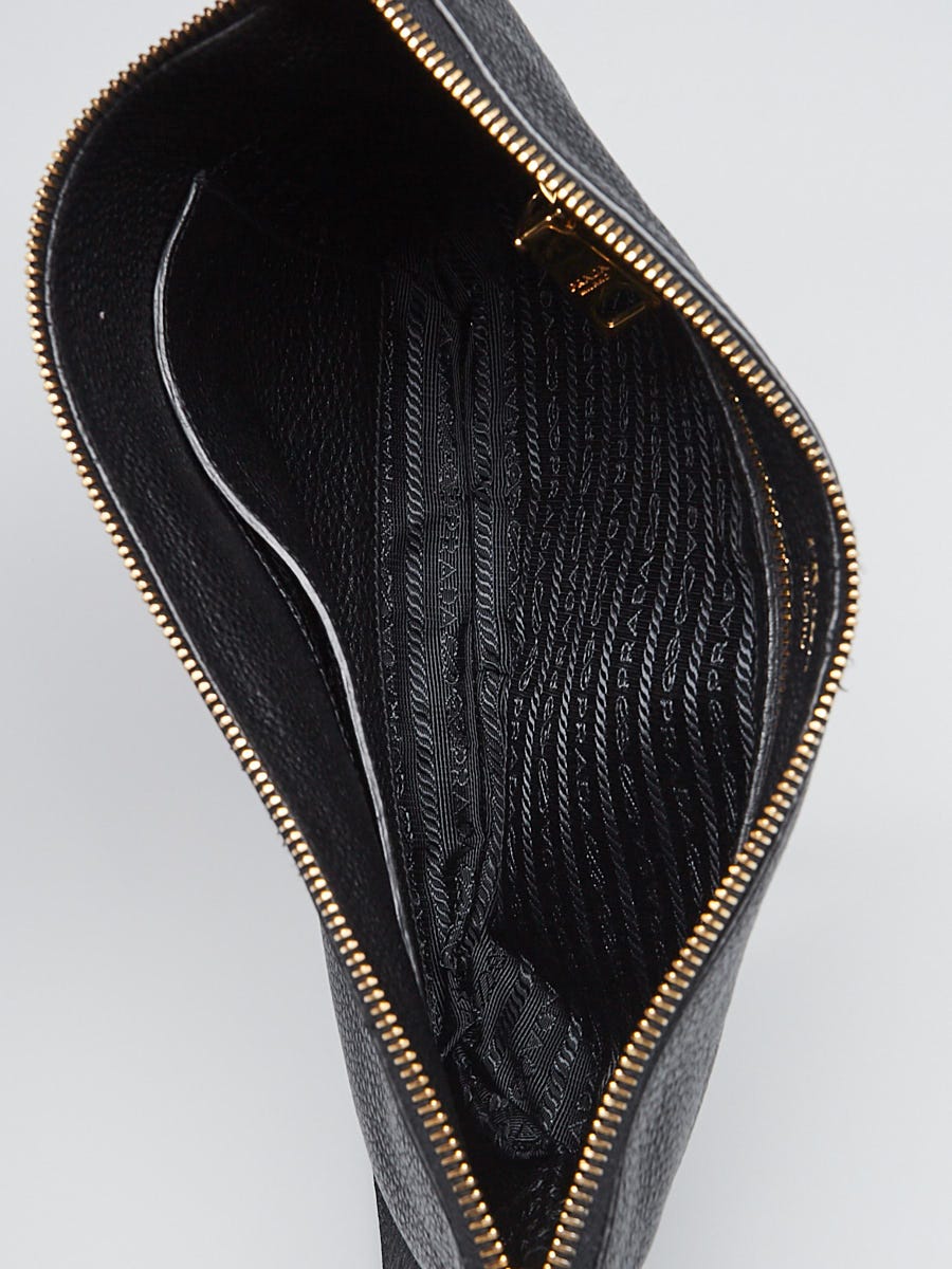 Prada Black Vitello Daino Leather Crossbody Bag 1BH050 | Yoogi's 
