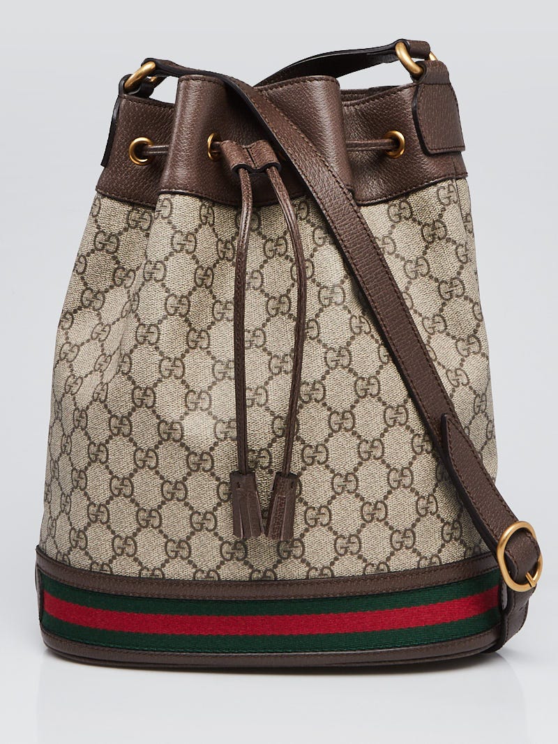 Gucci Beige Ebony GG Coated Canvas Ophidia Bucket Bag Yoogi s Closet