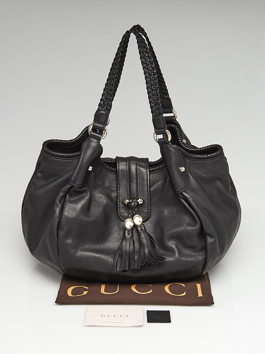 Gucci Black Pebbled Leather Marrakech Large Hobo Bag | Yoogi's Closet