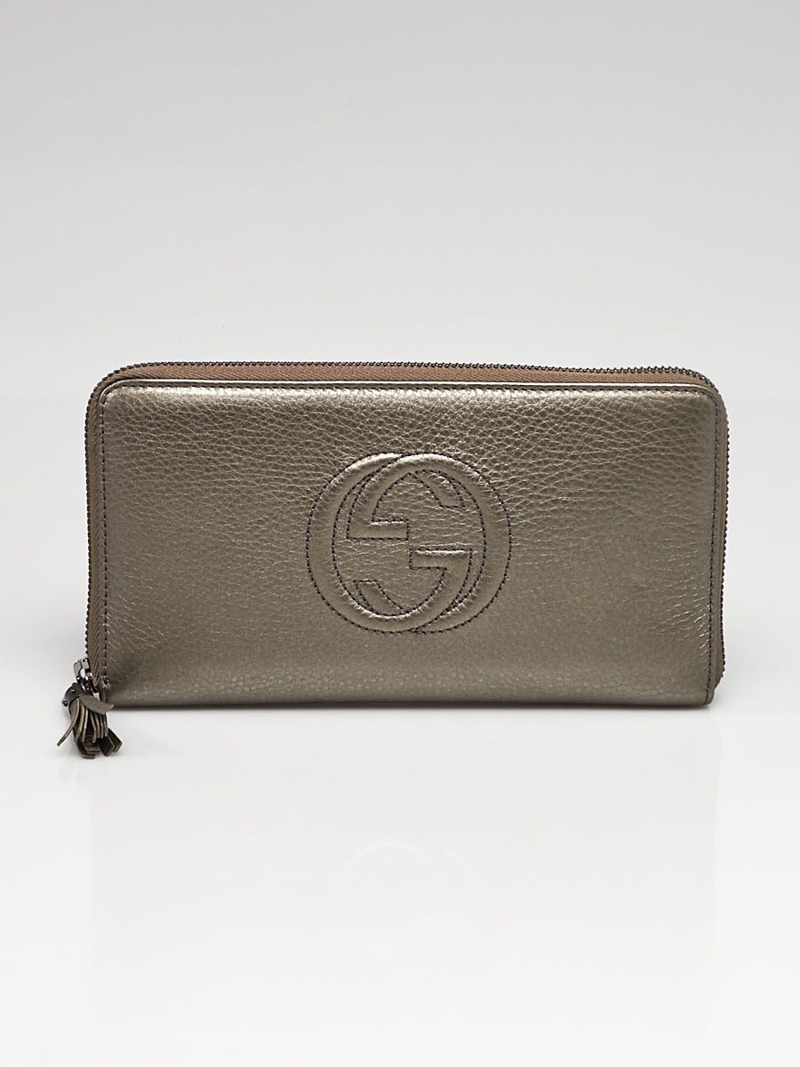 Gucci Bronze Pebbled Leather Soho Zippy Organizer Wallet Yoogi s