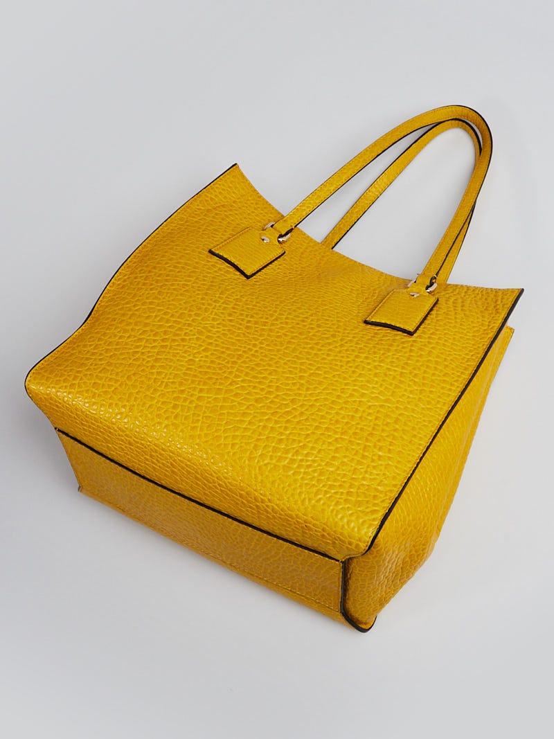Burberry Yellow Signature Grained Leather Tote Bag | Yoogi's