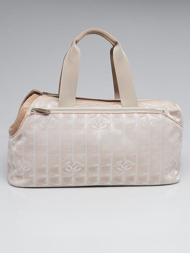 Chanel Beige Nylon CC Logo Travel Line Pet Carrier Bag