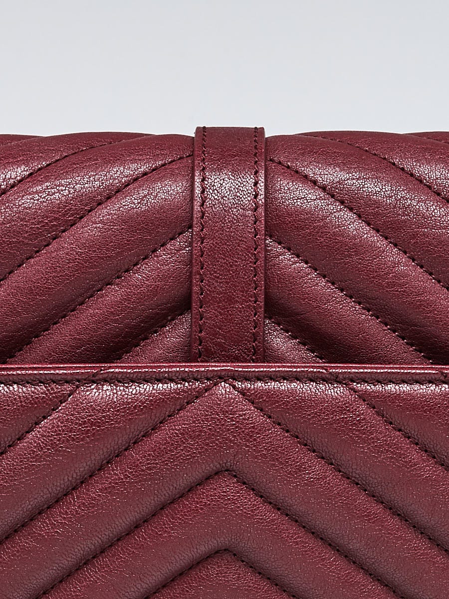 Yves Saint Laurent Burgundy Quilted Leather Monogram Medium College Bag -  Yoogi's Closet