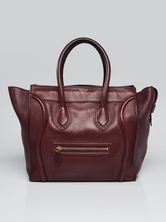 Celine Burgundy Smooth Calfskin Leather Mini Luggage Tote Bag | Yoogi's ...