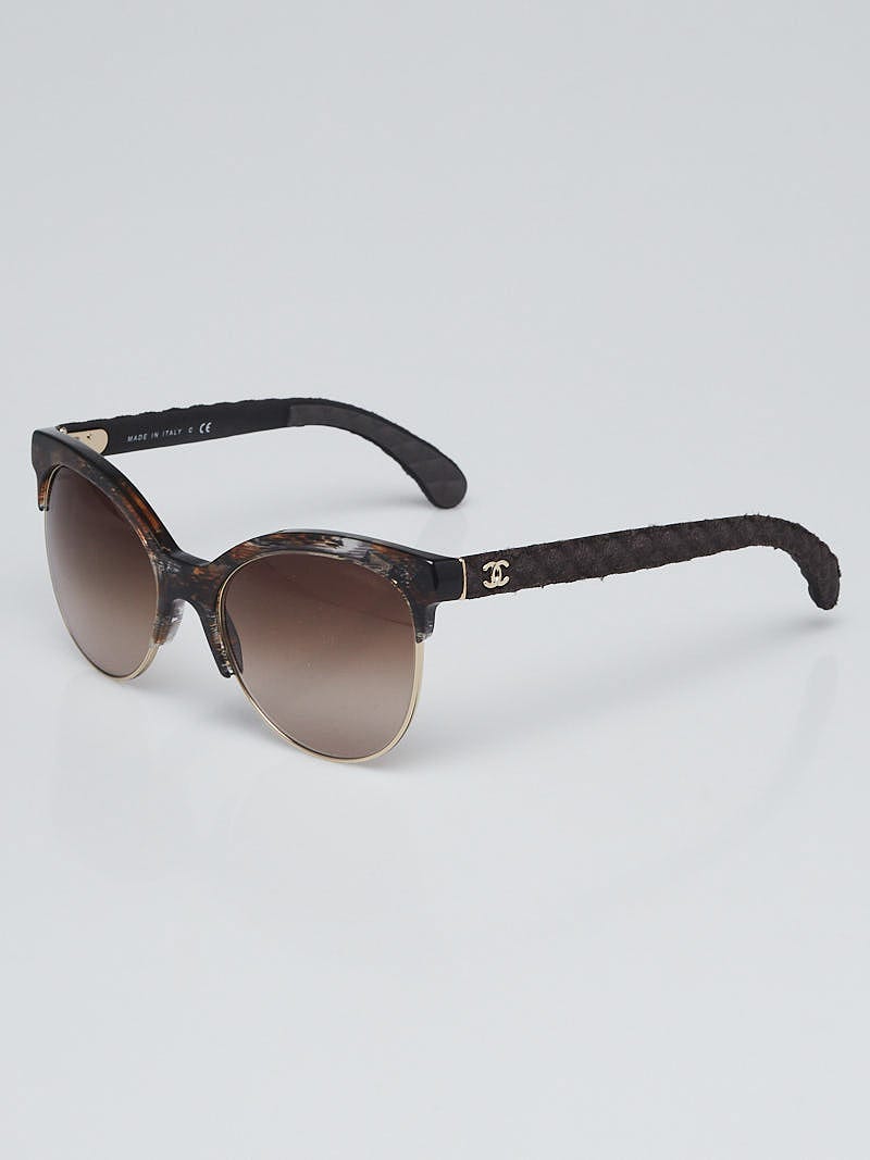 Chanel Brown Tortoise Print Plastic/Gold Metal Cat-Eye Frame Sunglasses-5342  - Yoogi's Closet