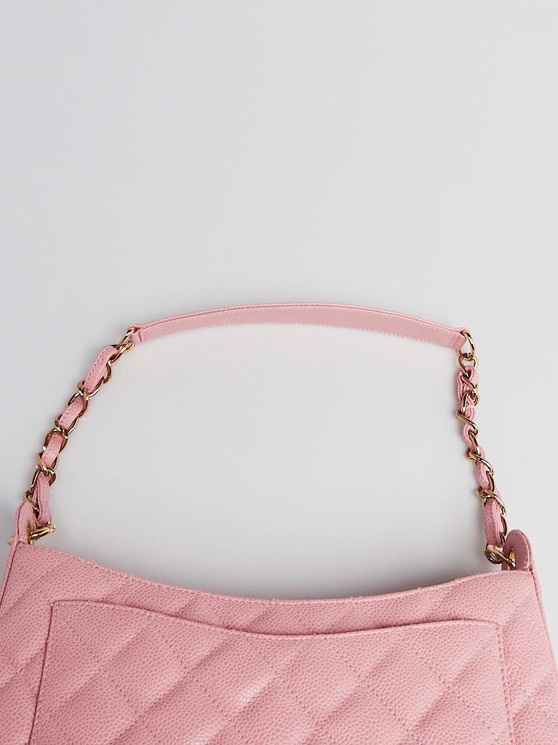Chanel Pink Quilted Caviar Leather Timeless Shoulder Bag - Yoogi's Closet