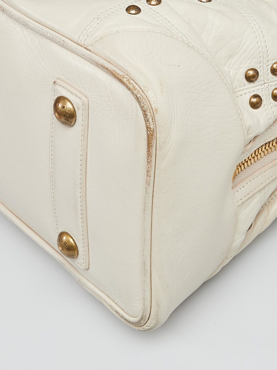 Louis Vuitton Limited Edition White Lambskin Leather Riveting Bag - Yoogi's  Closet