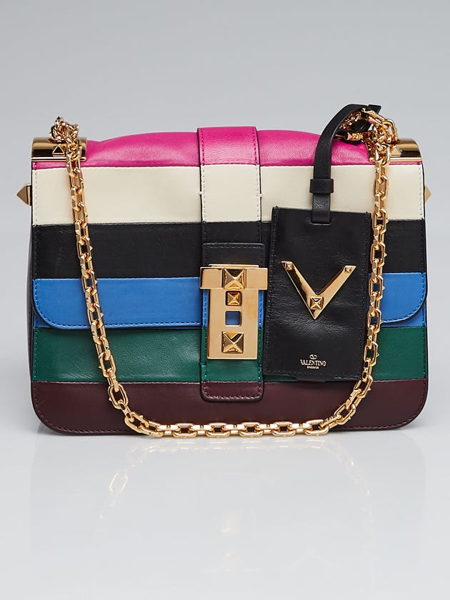 Valentino Multicolor Striped B-Rockstud Flap Bag