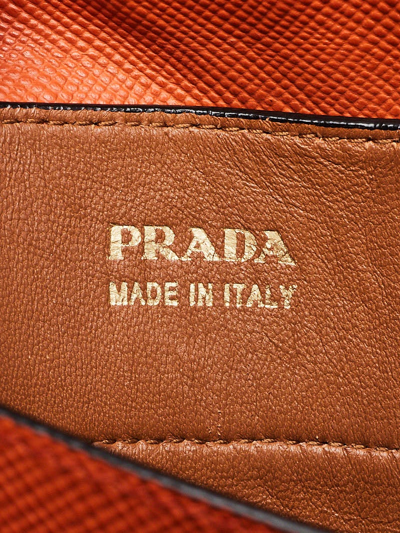 Prada Orange Saffiano Leather Double Handle Tote Bag | Yoogi's Closet
