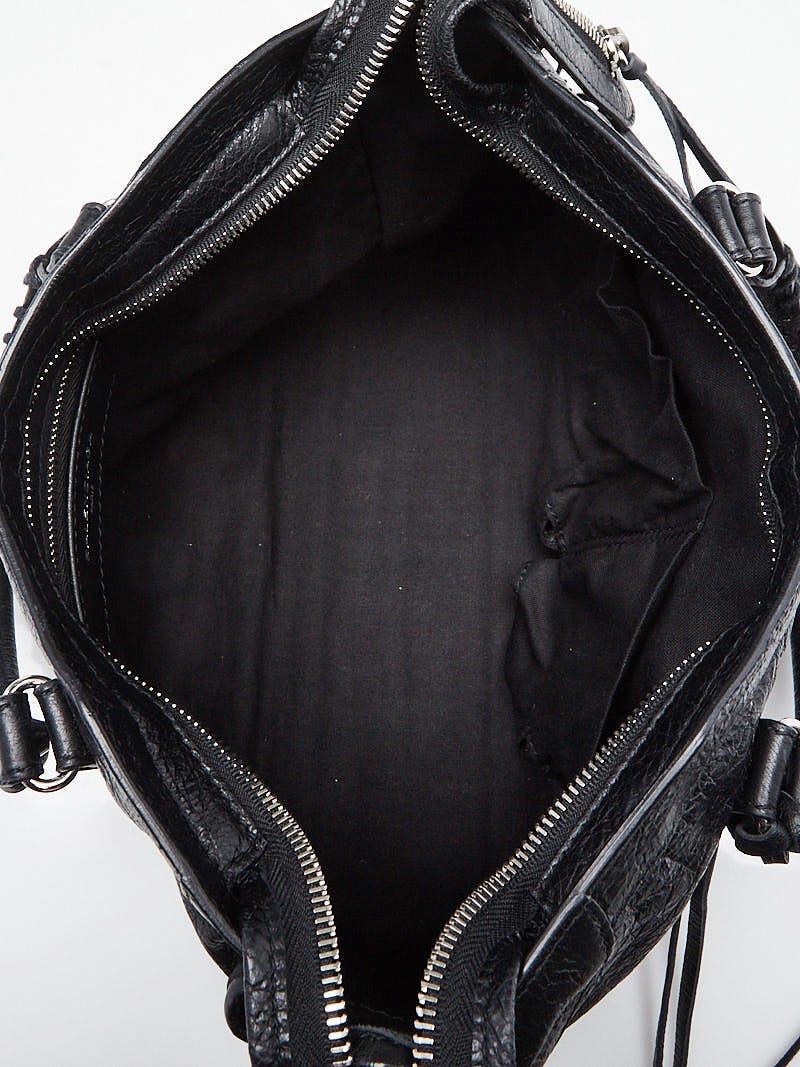 Balenciaga Black Lambskin Leather Motorcycle Small City Logo Strap Bag Yoogi s Closet